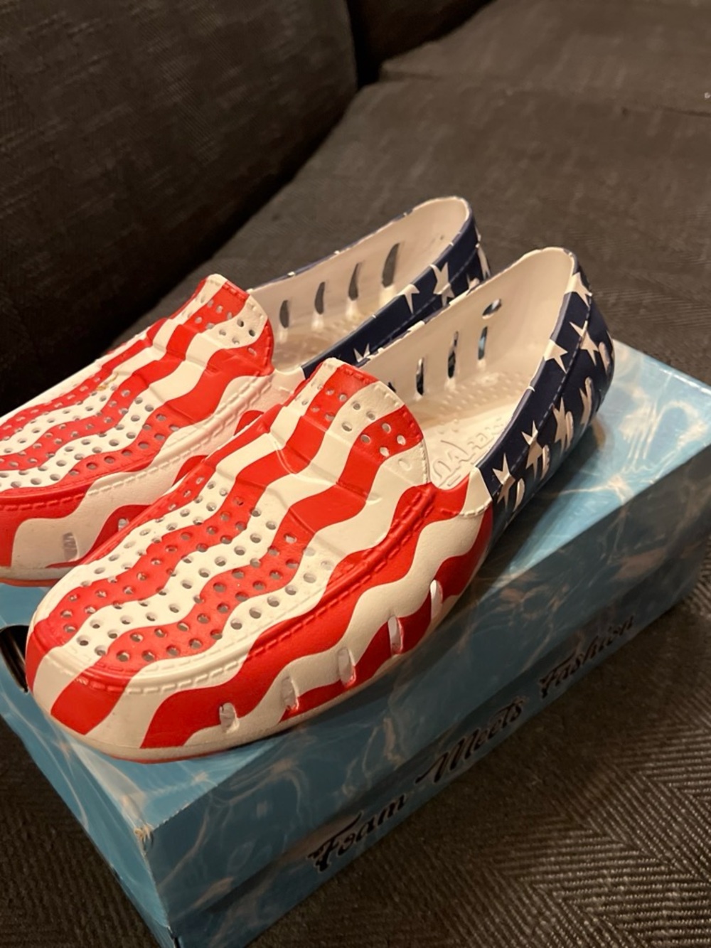 Men's American Flag Slip-On Loafers in Red White Blue